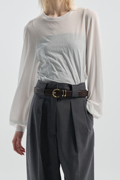 LEATHER BELT [BROWN] styling